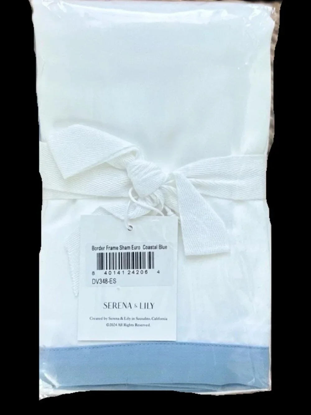 Serena & Lily Border Frame Sateen Euro Pillowcase/Sham-Coastal Blue